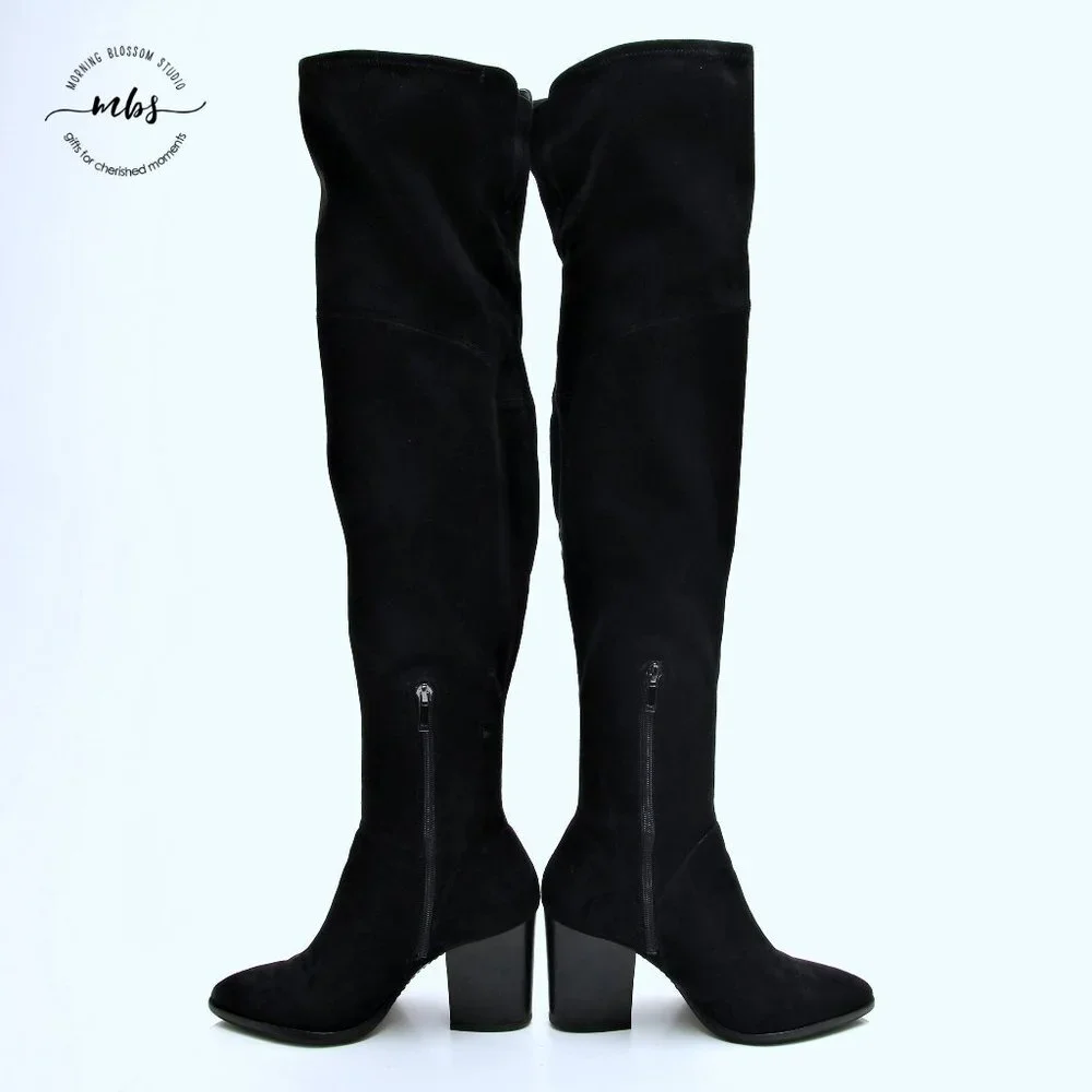 Marc Fisher LTD Larrine Pointed Toe Over The Knee Boots Black Women‎ Size 8.5